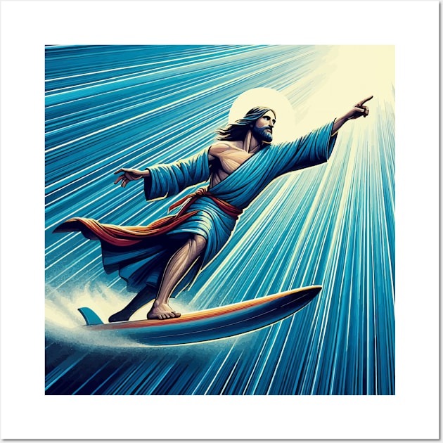 Jesus Christ Surfing Wall Art by TomFrontierArt